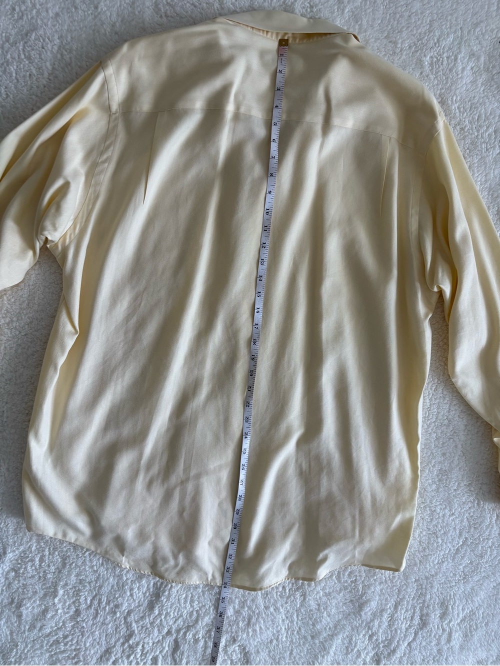 Joseph Abboud Pale Yellow Herringbone Egyptian Cotton Dress Shirt Size 17 34/35 - Picture 4 of 6